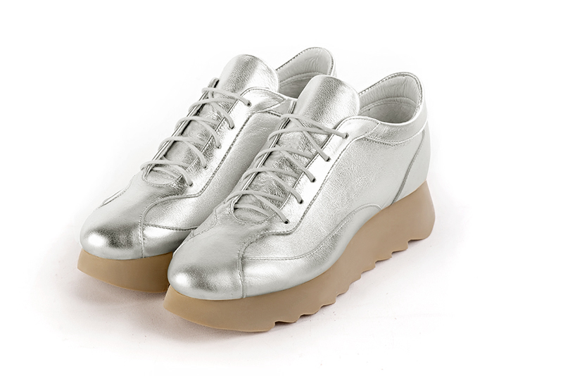 Light silver women's dress sneakers. - Florence KOOIJMAN